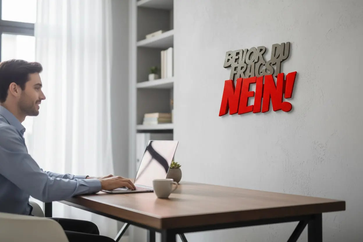 3D-Deko-Schild mit Statement ‚NEIN!‘ – typografischer Look, Blickfang